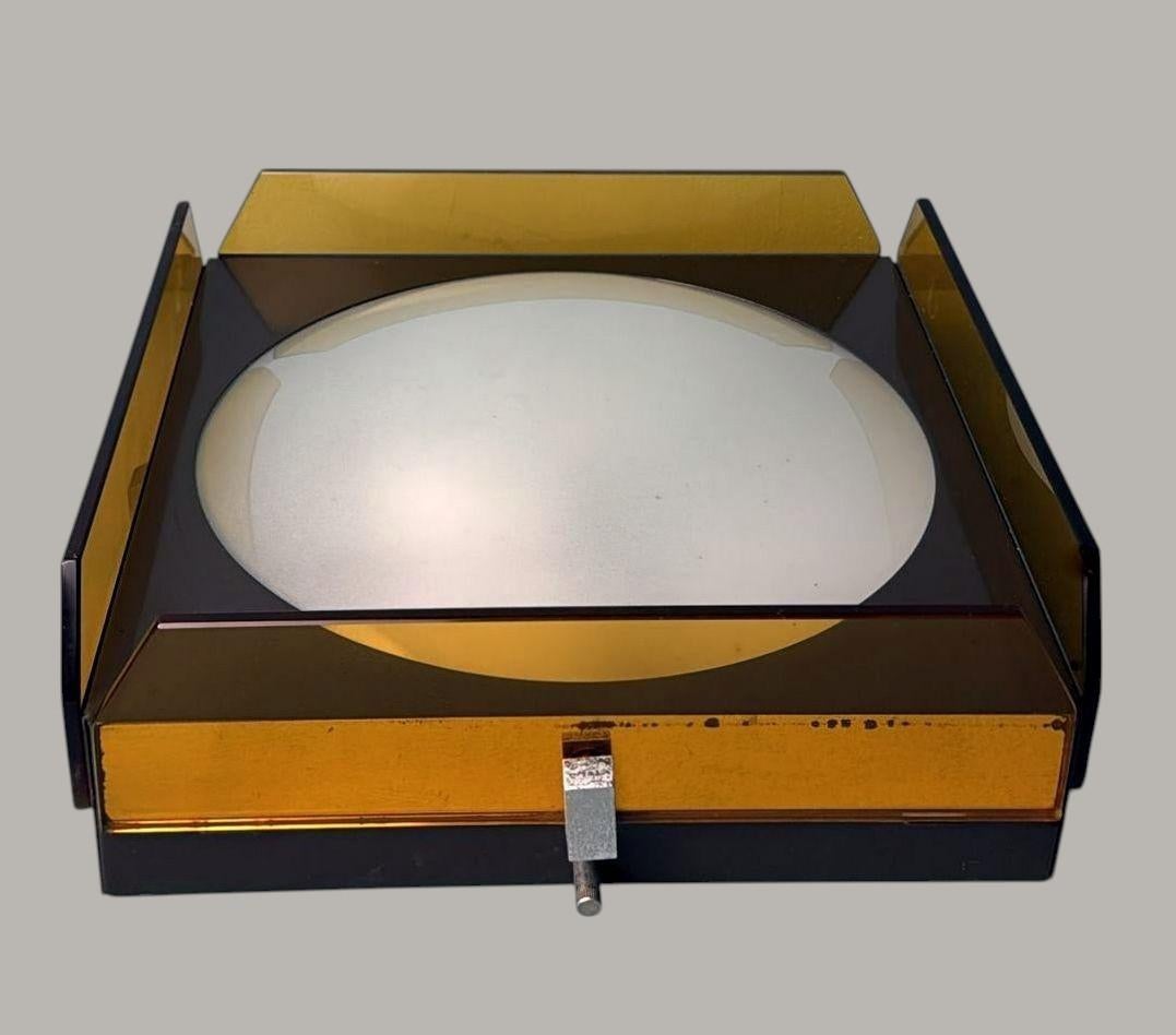 Hand-Crafted Veca for Fontana Arte  Italian Crystal, Glass and Metal Ceiling Light For Sale