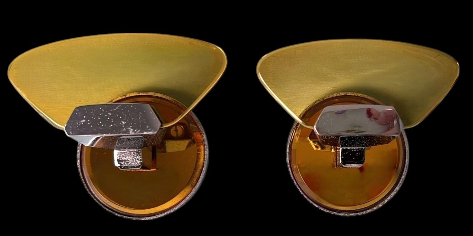 Veca Para Fontana Arte Pareja De Ganchos De Pared Italianos De Acero Y Cristal Moderno de mediados de siglo en venta