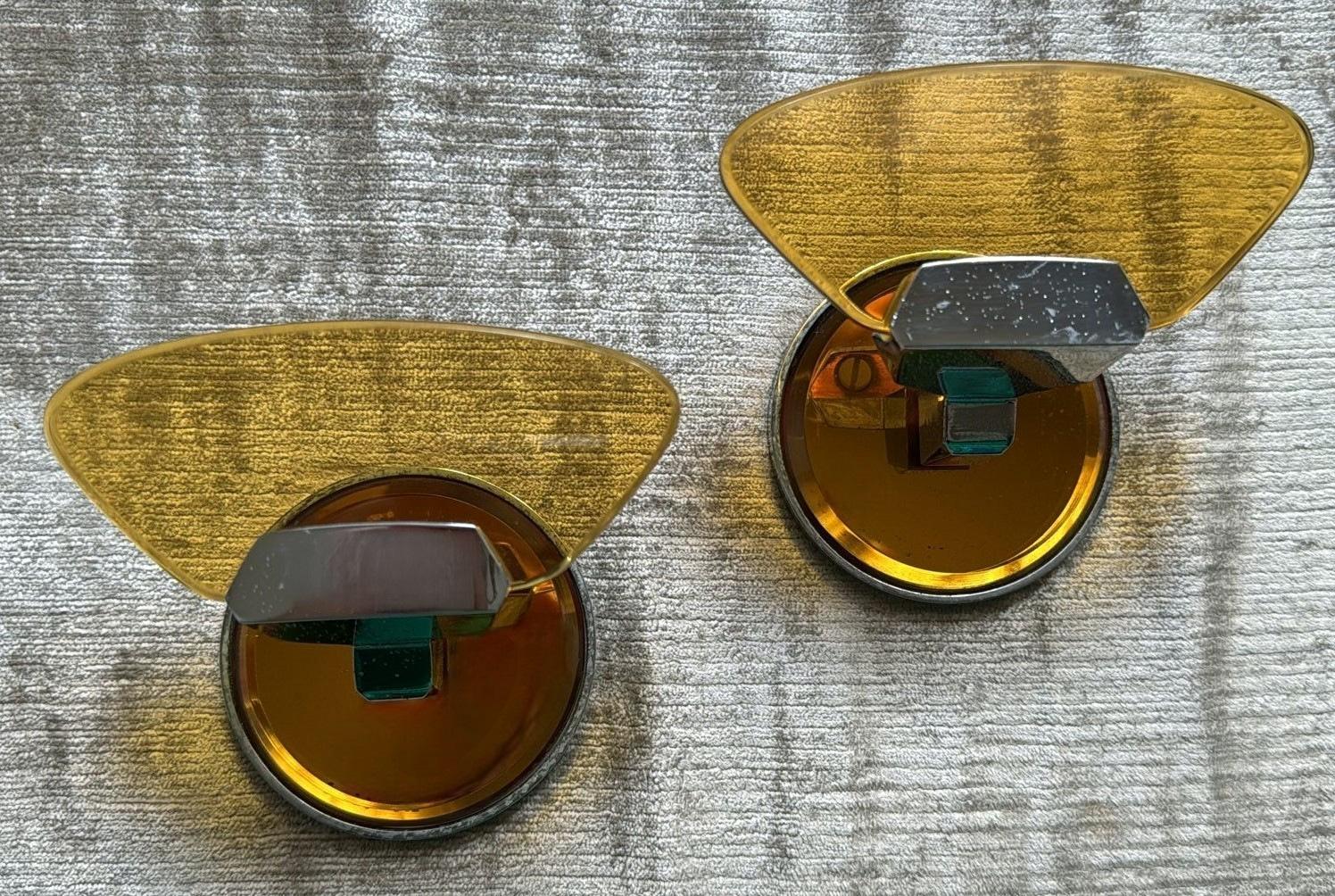 Veca Para Fontana Arte Pareja De Ganchos De Pared Italianos De Acero Y Cristal Pulido en venta