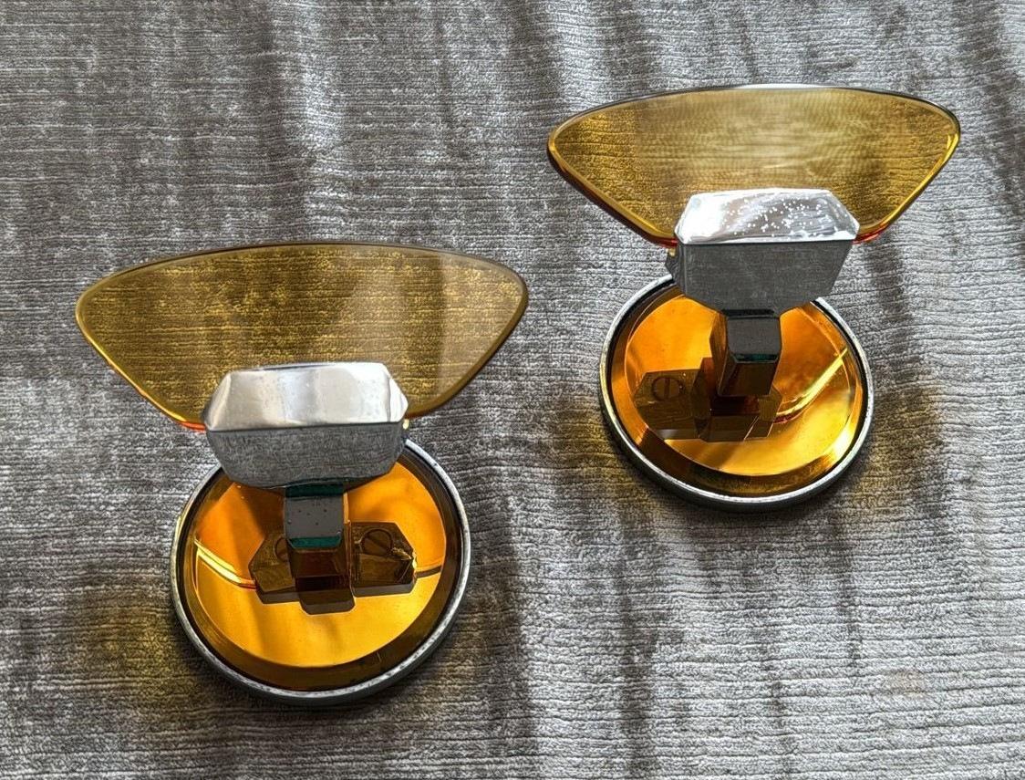 Veca Para Fontana Arte Pareja De Ganchos De Pared Italianos De Acero Y Cristal en Bueno estado para la venta en Prato, Tuscany