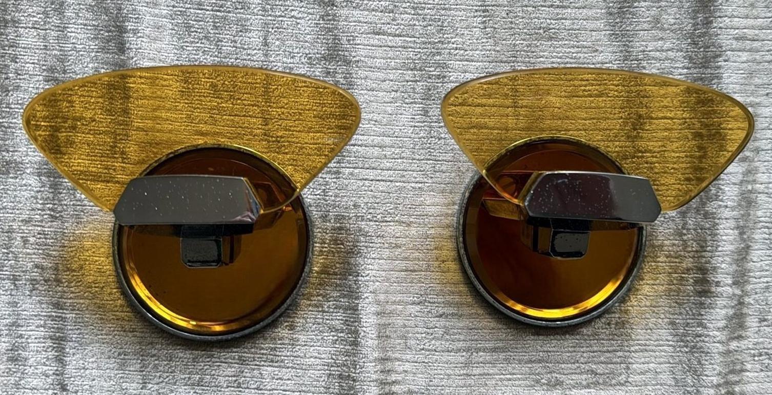 Veca Para Fontana Arte Pareja De Ganchos De Pared Italianos De Acero Y Cristal siglo XX en venta