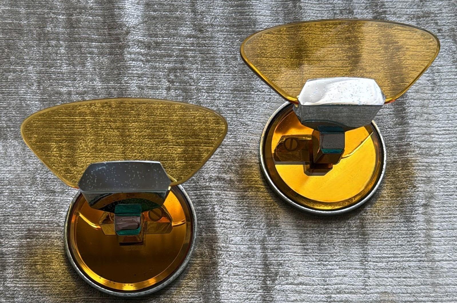 Veca Para Fontana Arte Pareja De Ganchos De Pared Italianos De Acero Y Cristal en venta 2