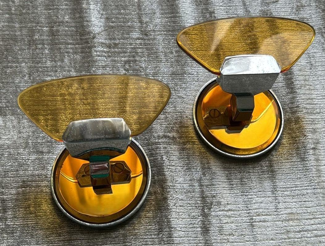 Veca Para Fontana Arte Pareja De Ganchos De Pared Italianos De Acero Y Cristal en venta 3