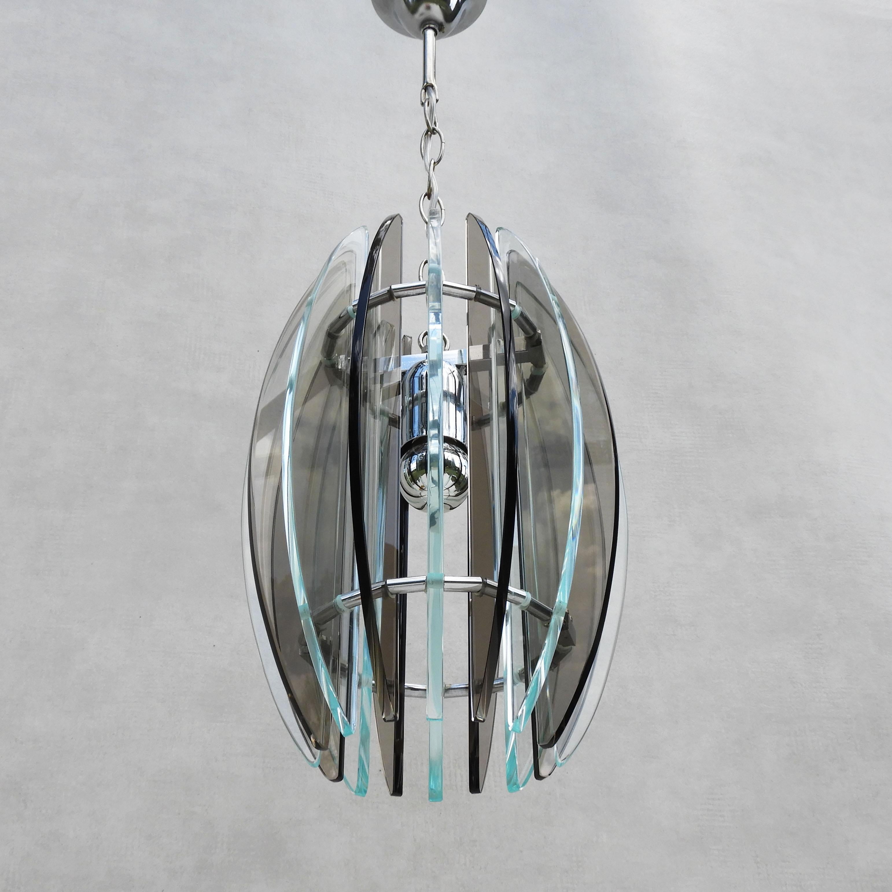 Italian Mid Century Glass Pendant Light Fitting from Veca C1970  In Good Condition For Sale In Trensacq, FR