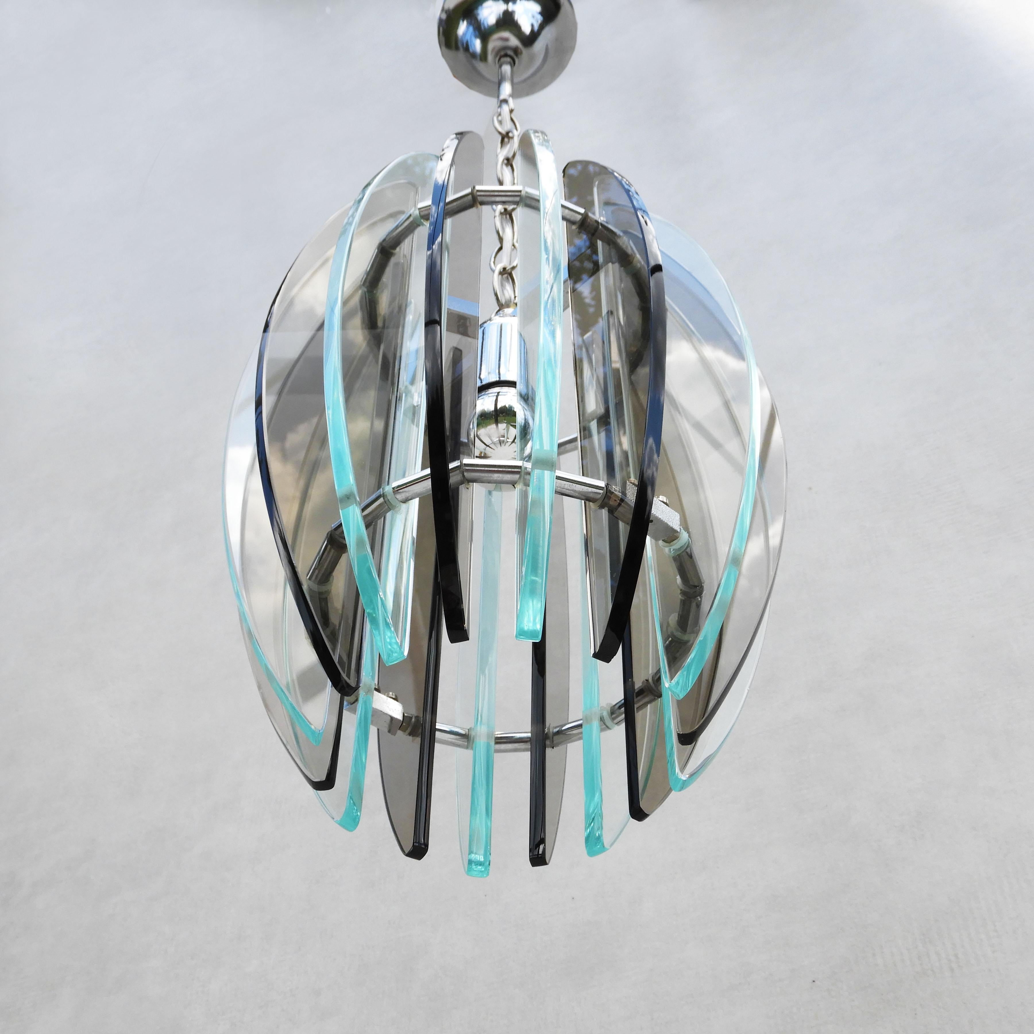 Late 20th Century Italian Mid Century Glass Pendant Light Fitting from Veca C1970  For Sale