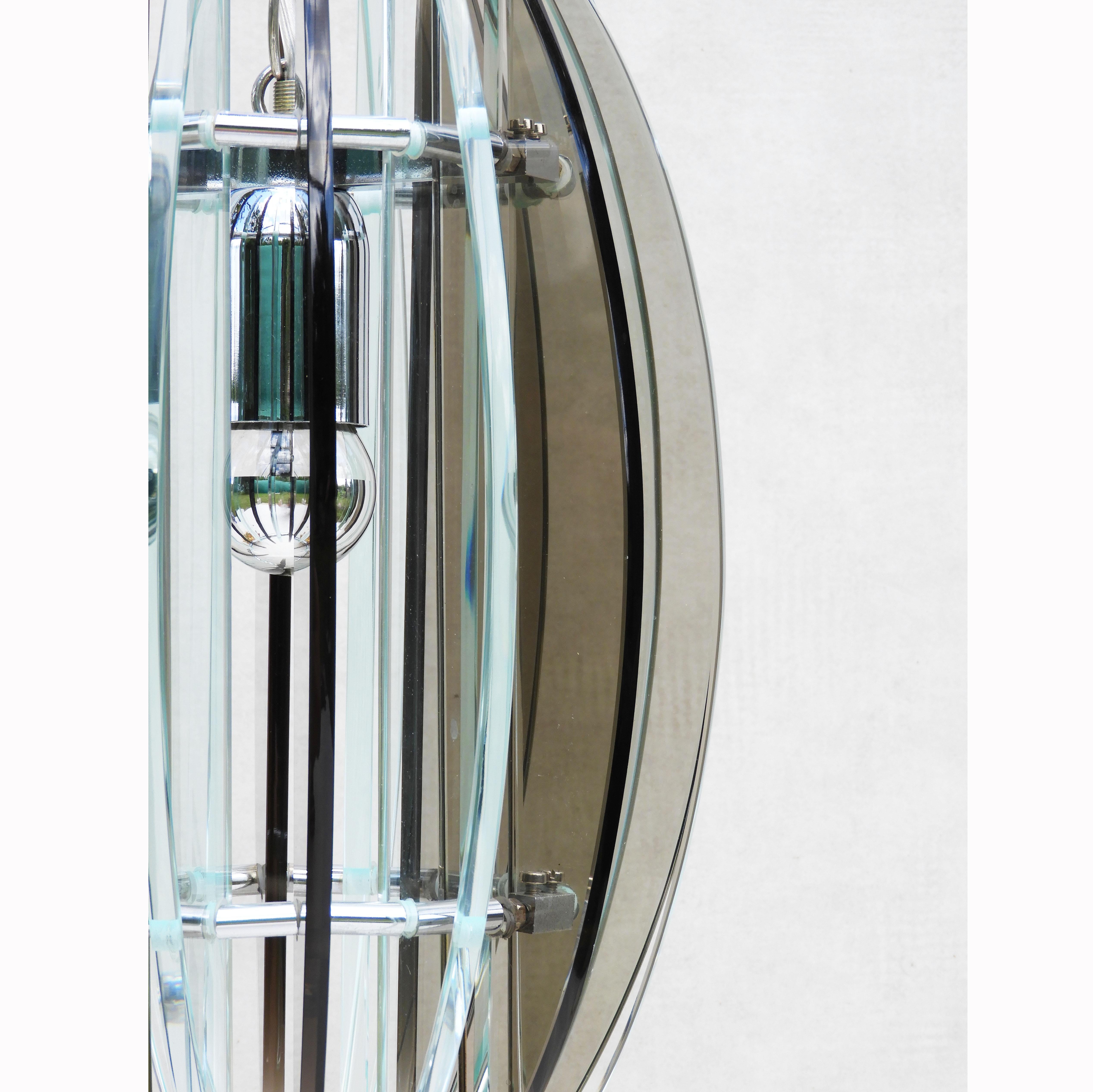 Italian Mid Century Glass Pendant Light Fitting from Veca C1970 For Sale 1