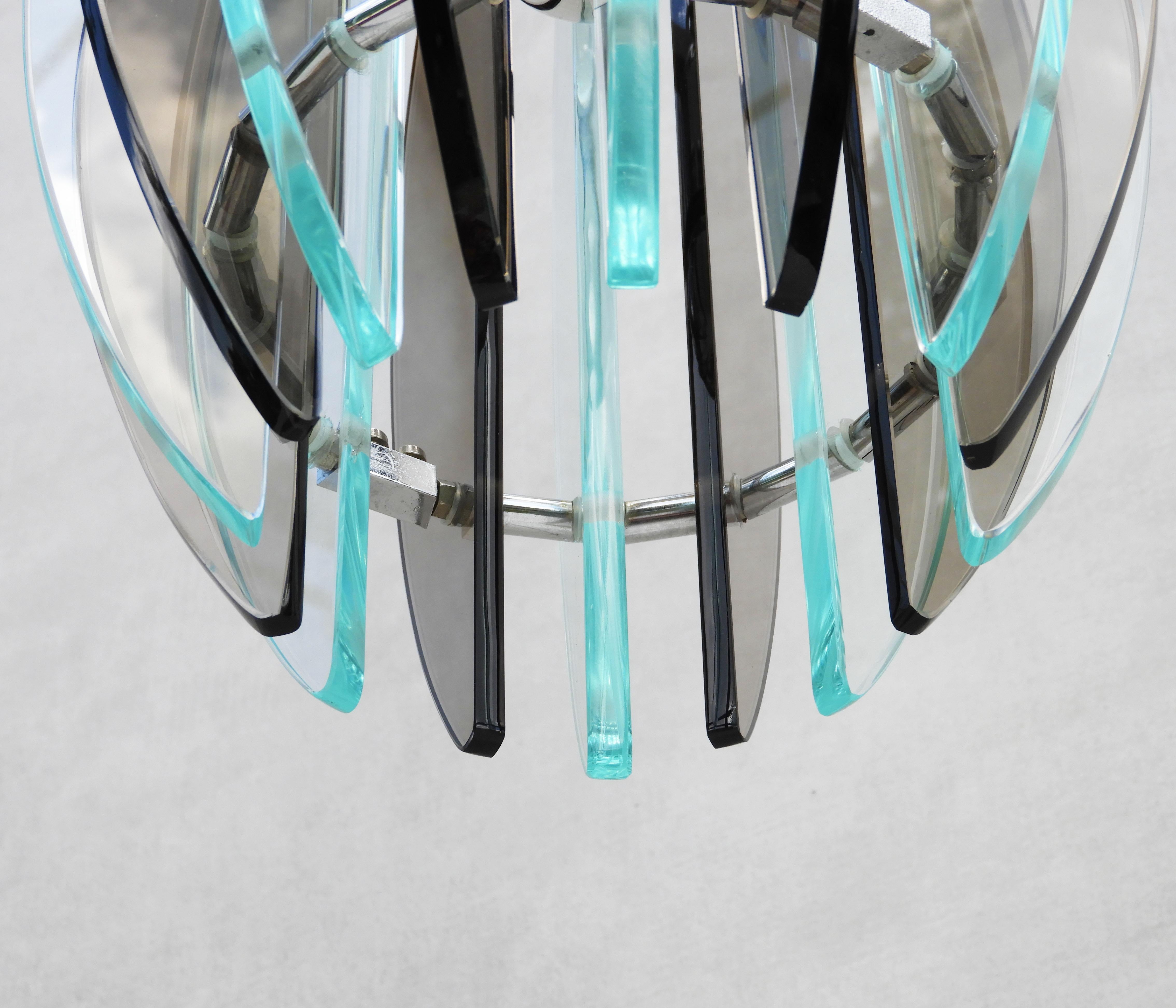 Italian Mid Century Glass Pendant Light Fitting from Veca C1970  For Sale 1