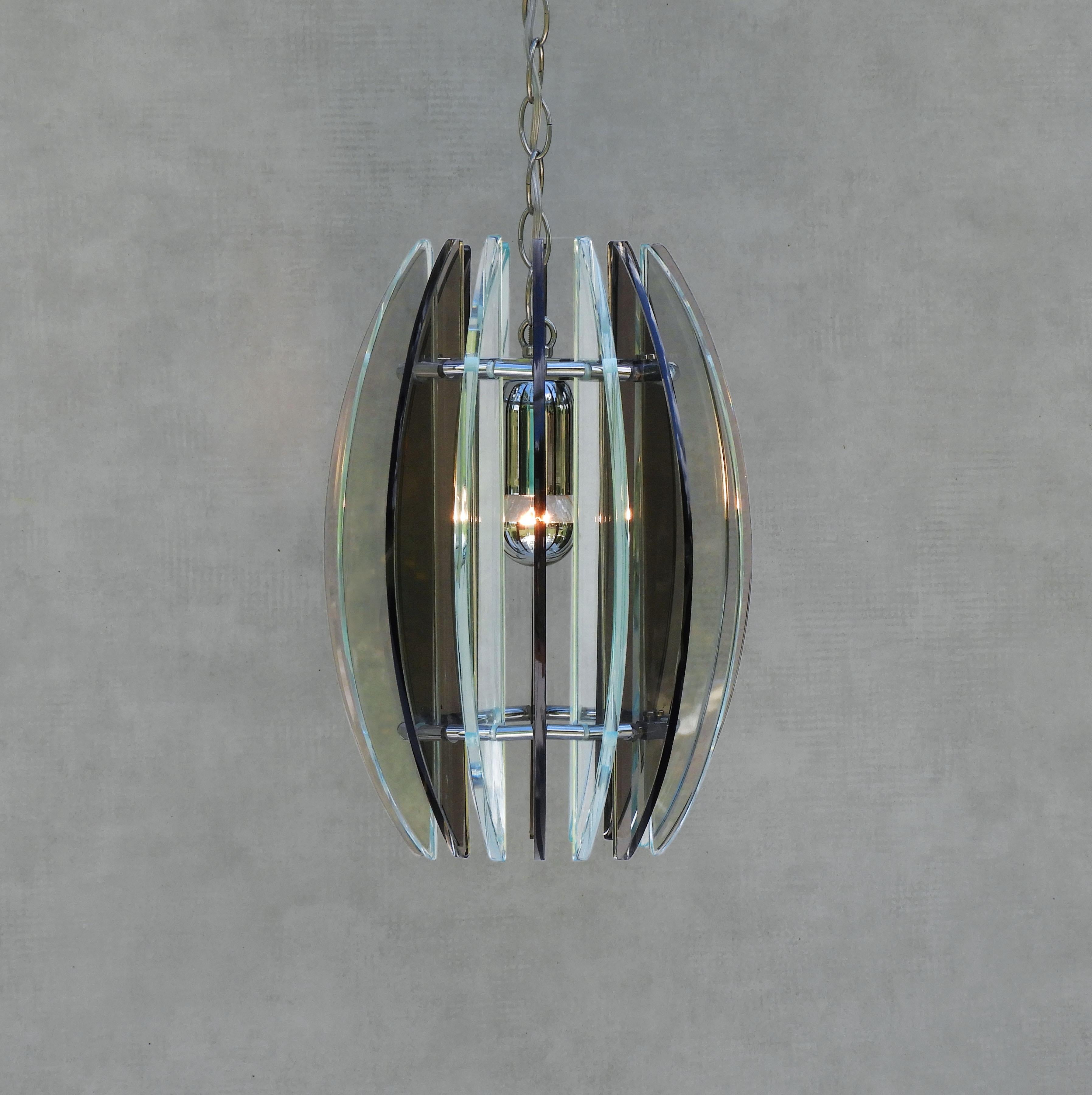 Italian Mid Century Glass Pendant Light Fitting from Veca C1970  For Sale 2