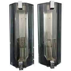 Veca Heavy Glass Wall Sconces, Italy, 1960s