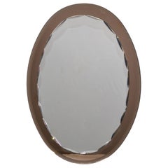 Veca Mid-Century Modern Faceted Wall Mirror & Beveled Smoked Glass 1970s Italy