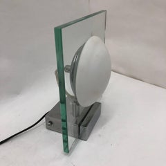 Veca Mid-Century Modern Italian Glass and Chrome Table Lamp, 1970