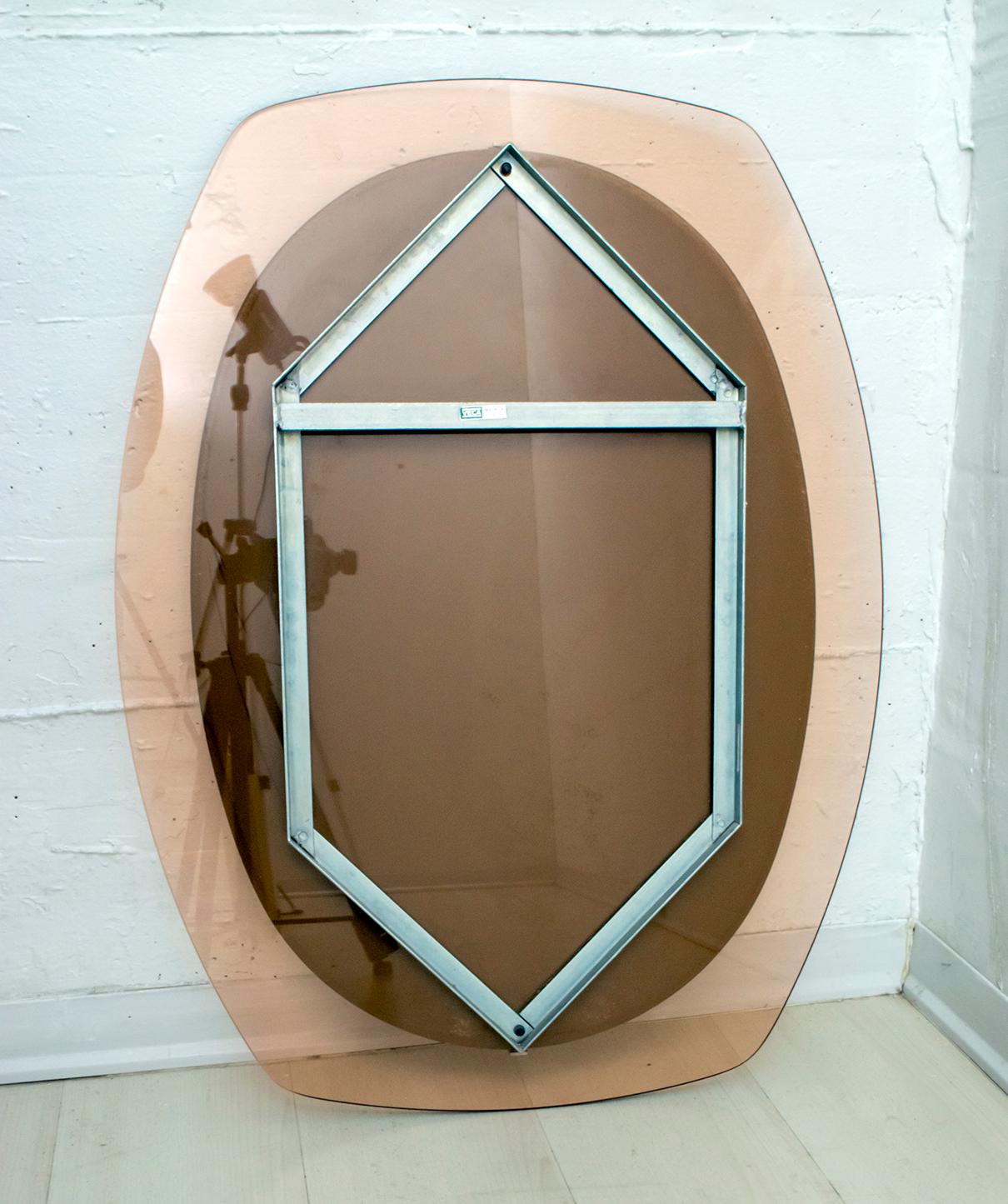 Glass Veca Mid-Century Modern Italian Wall Mirror with Frame, 1960s For Sale