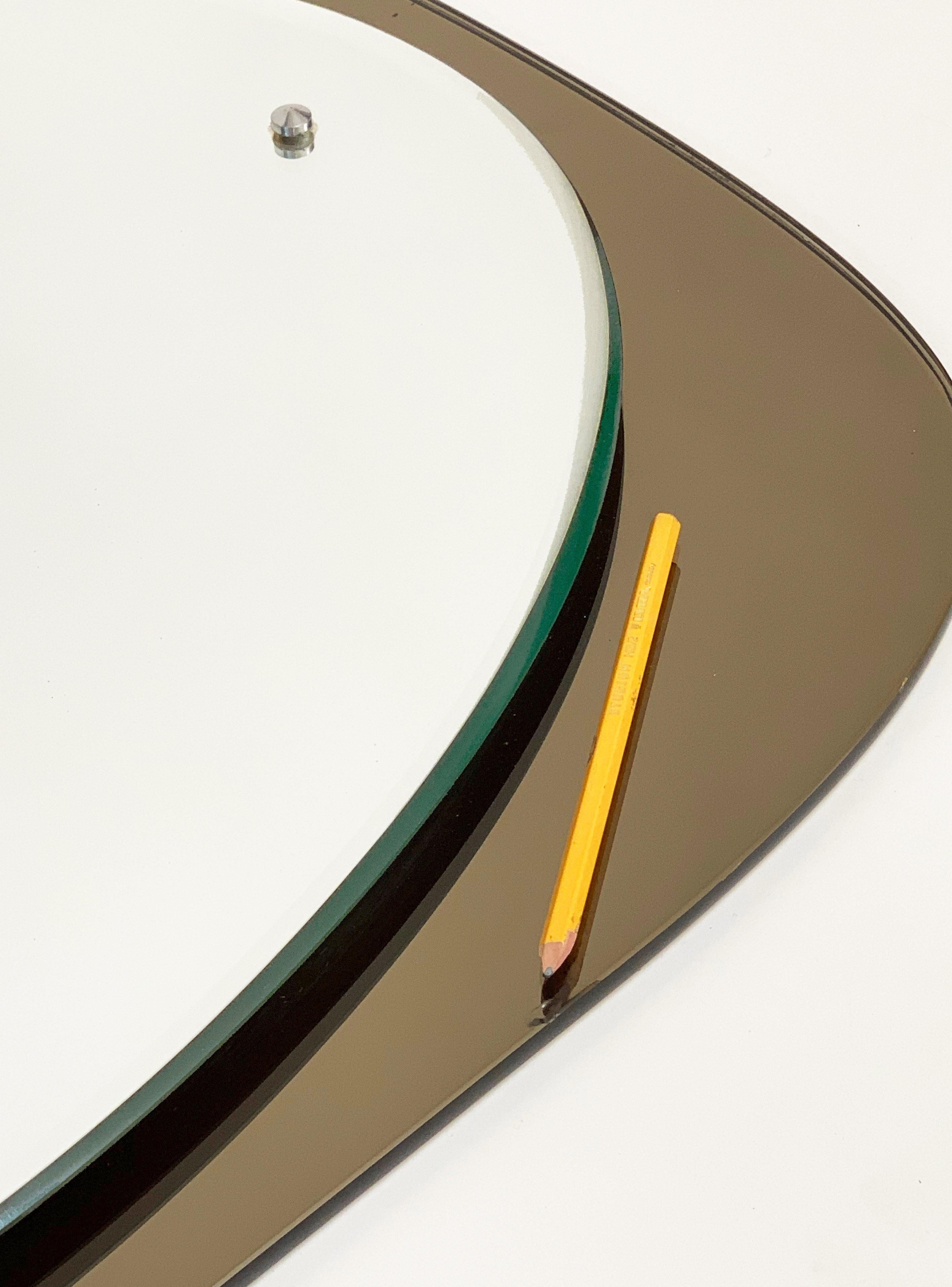 Veca Midcentury Italian Oval Wall Mirror with Bronze Glass Frame, 1960s 2