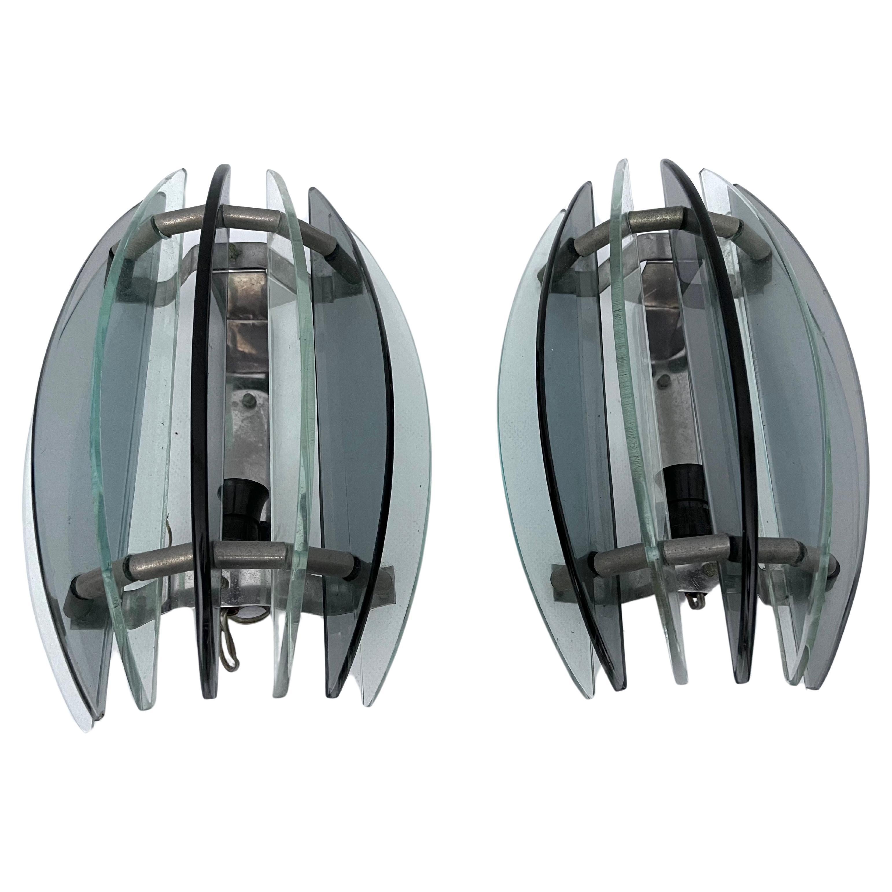 Veca, pair of Italian glass sconces from 60s