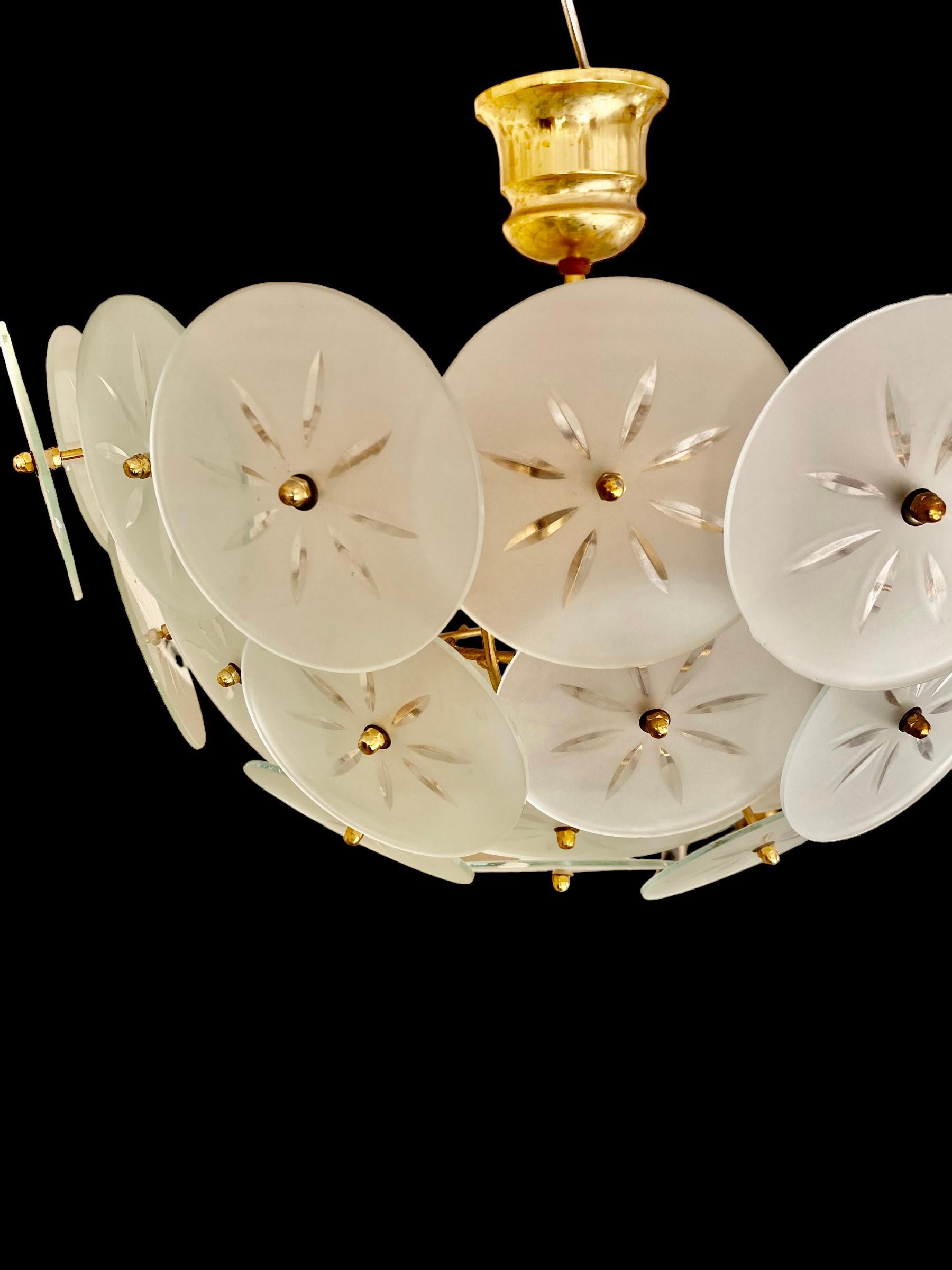 Italian Veca chandelier Glass Flower Model, Italy, 1980