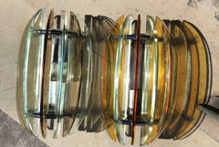 Veca Sconces Glass Metal, 1955, Italy