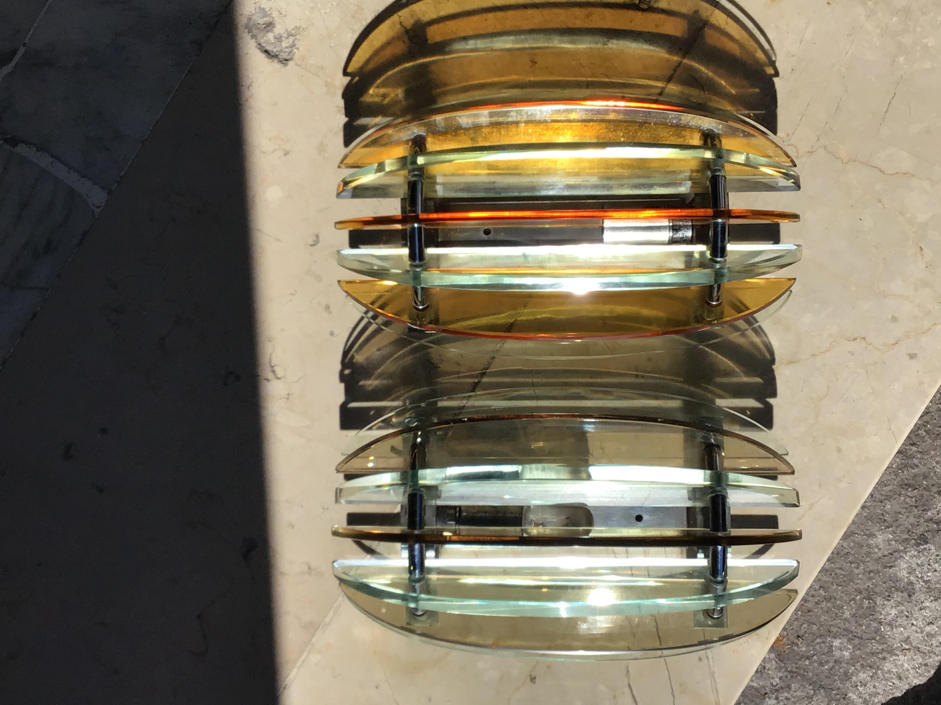 Other Veca Sconces Glass Metal, 1955, Italy  For Sale