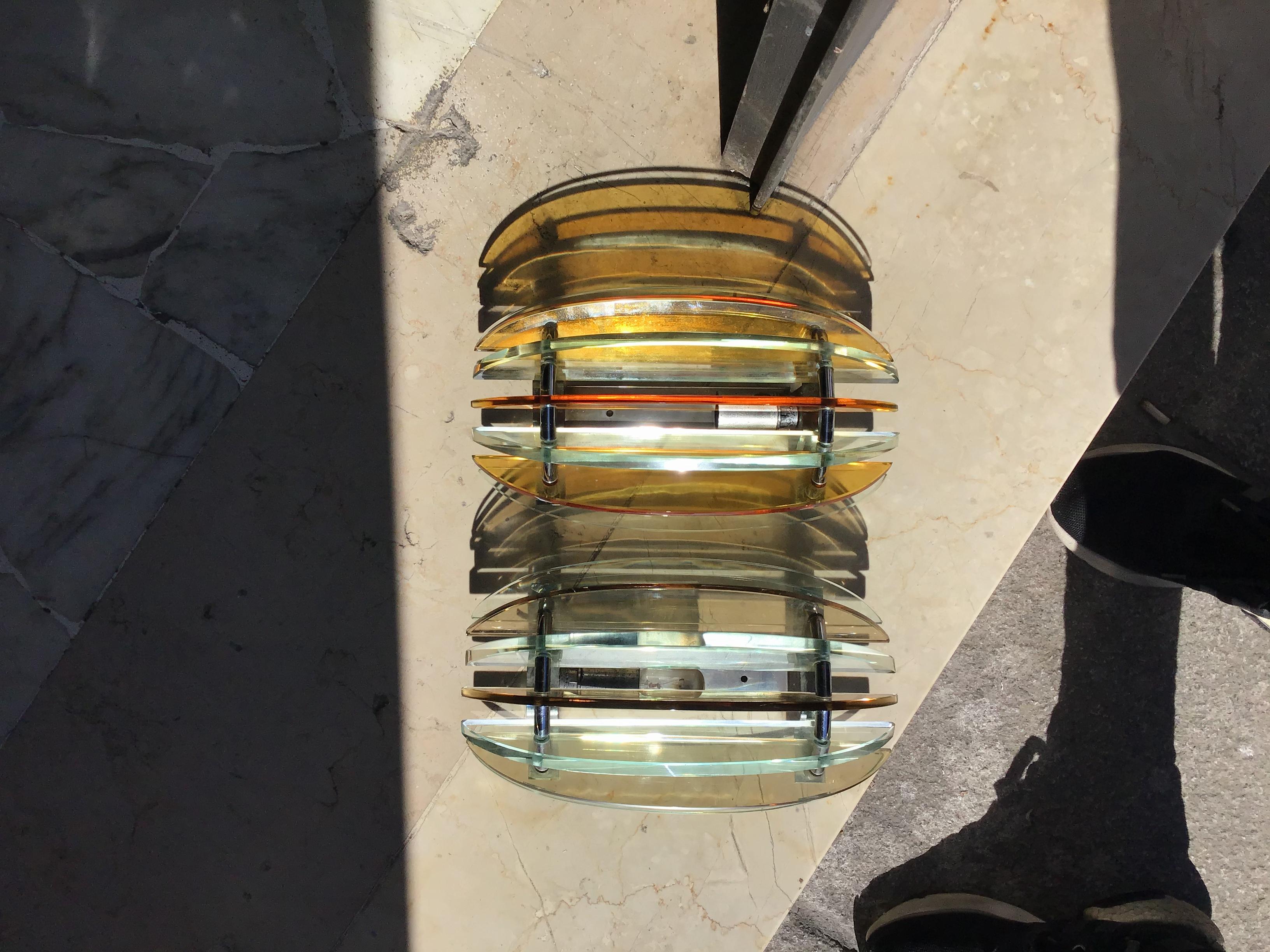 Mid-20th Century Veca Sconces Glass Metal, 1955, Italy  For Sale