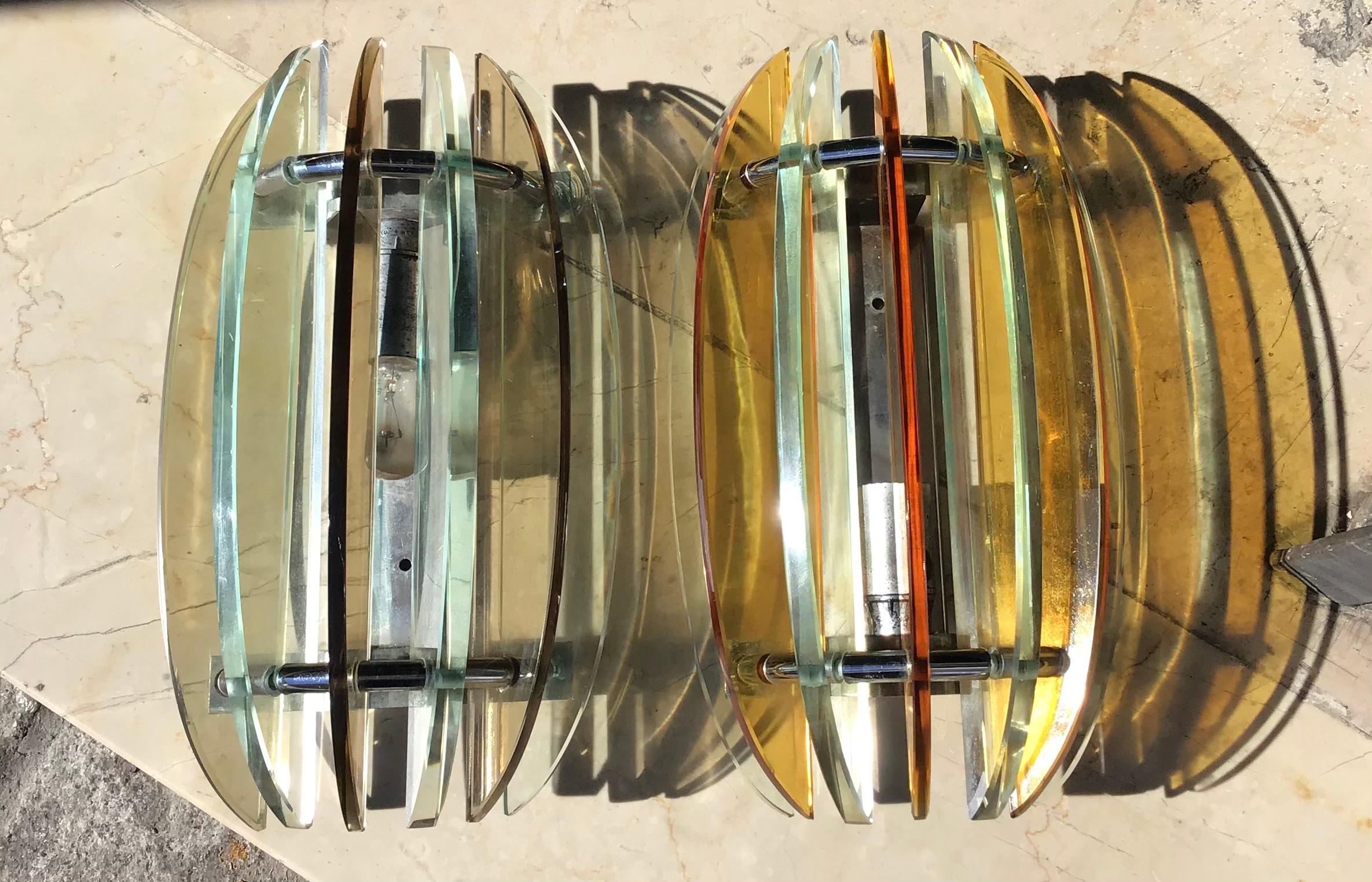 Veca-Wandleuchter aus Glas und Metall, 1955, Italien im Angebot 2