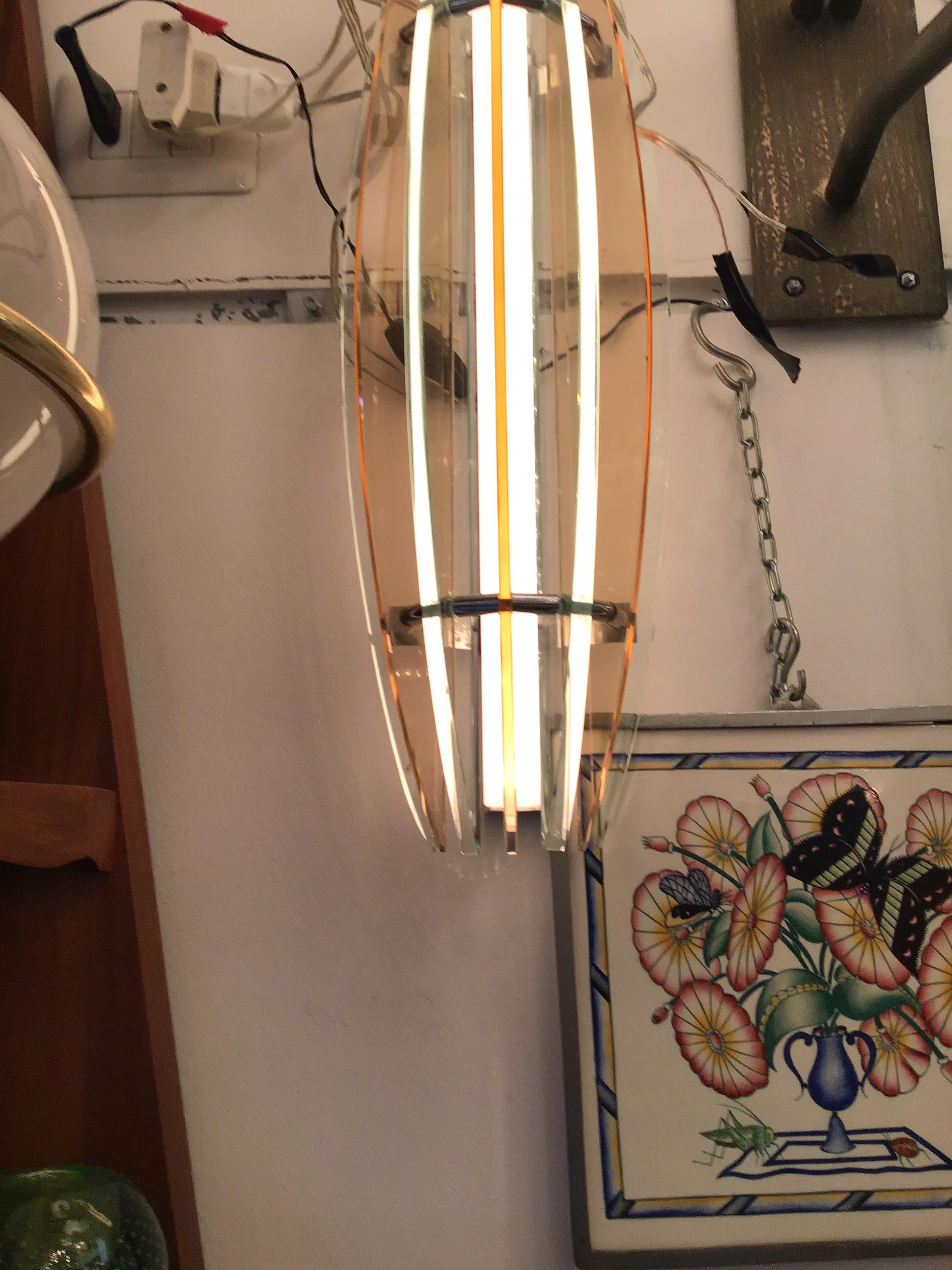 Veca Sconces Glass Metal Crome, 1960, Italy For Sale 6
