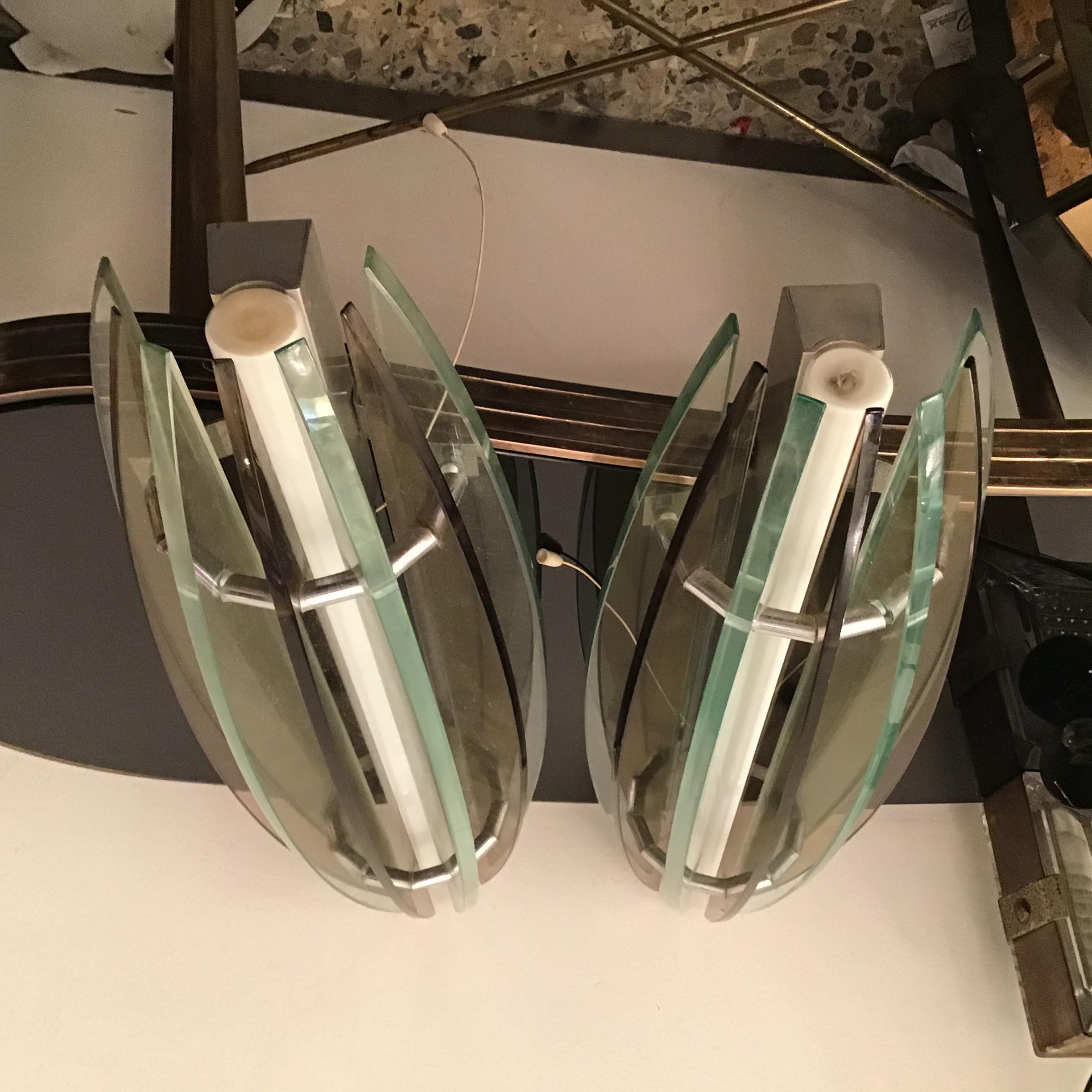 Applique Veca Vetro Metallo Cromatico, 1960, Italia 7