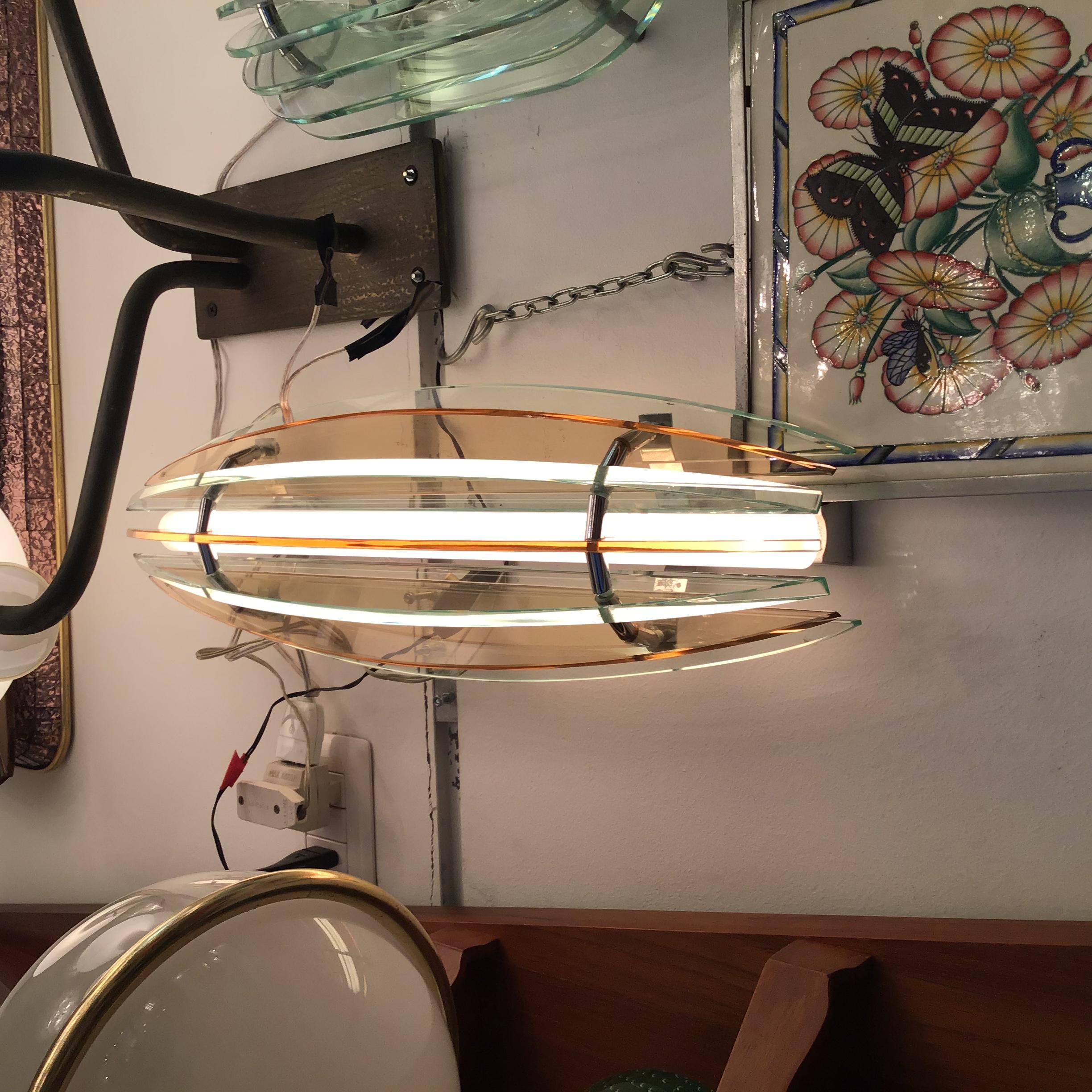 Veca Sconces Glass Metal Crome, 1960, Italy For Sale 10