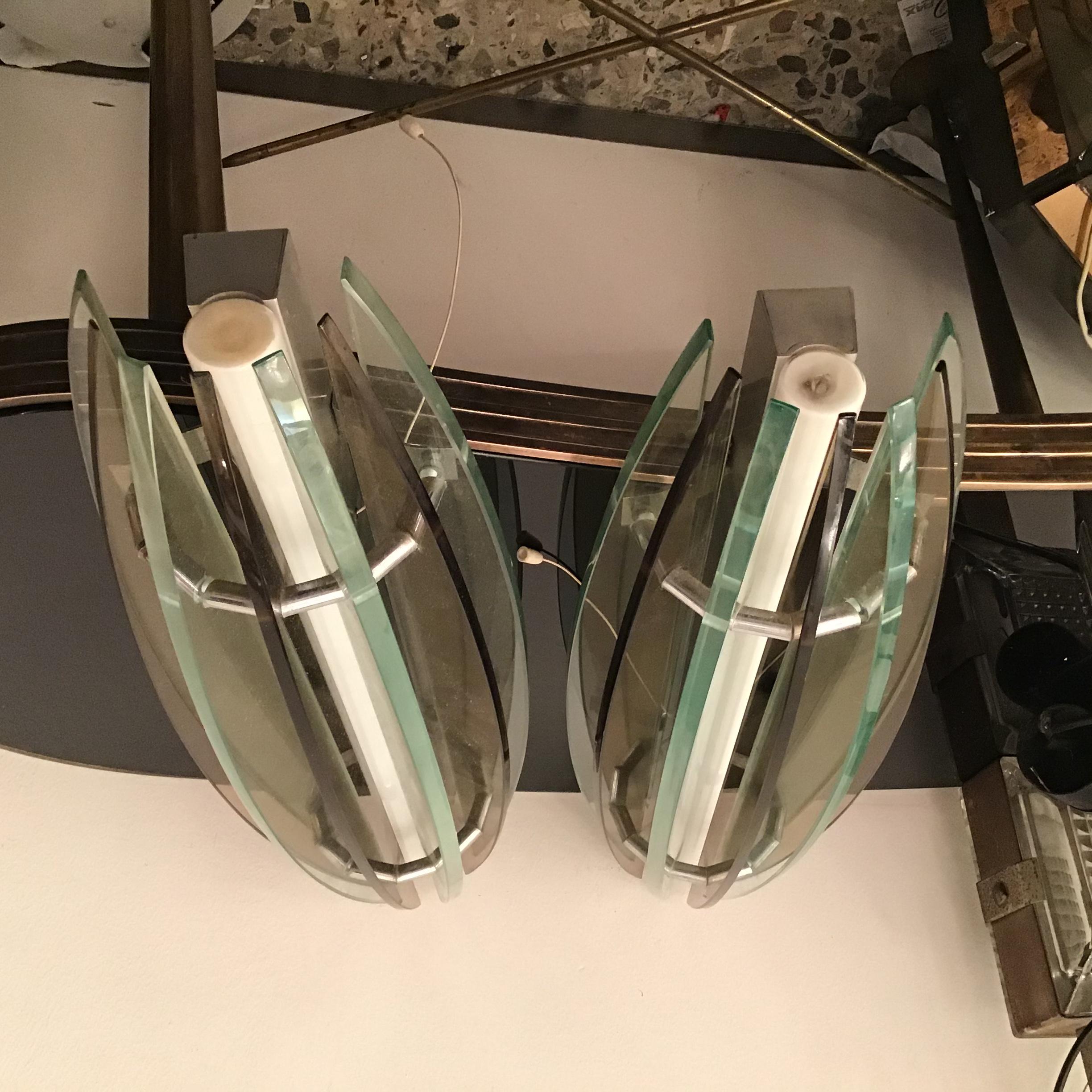 Applique Veca Vetro Metallo Cromatico, 1960, Italia 11