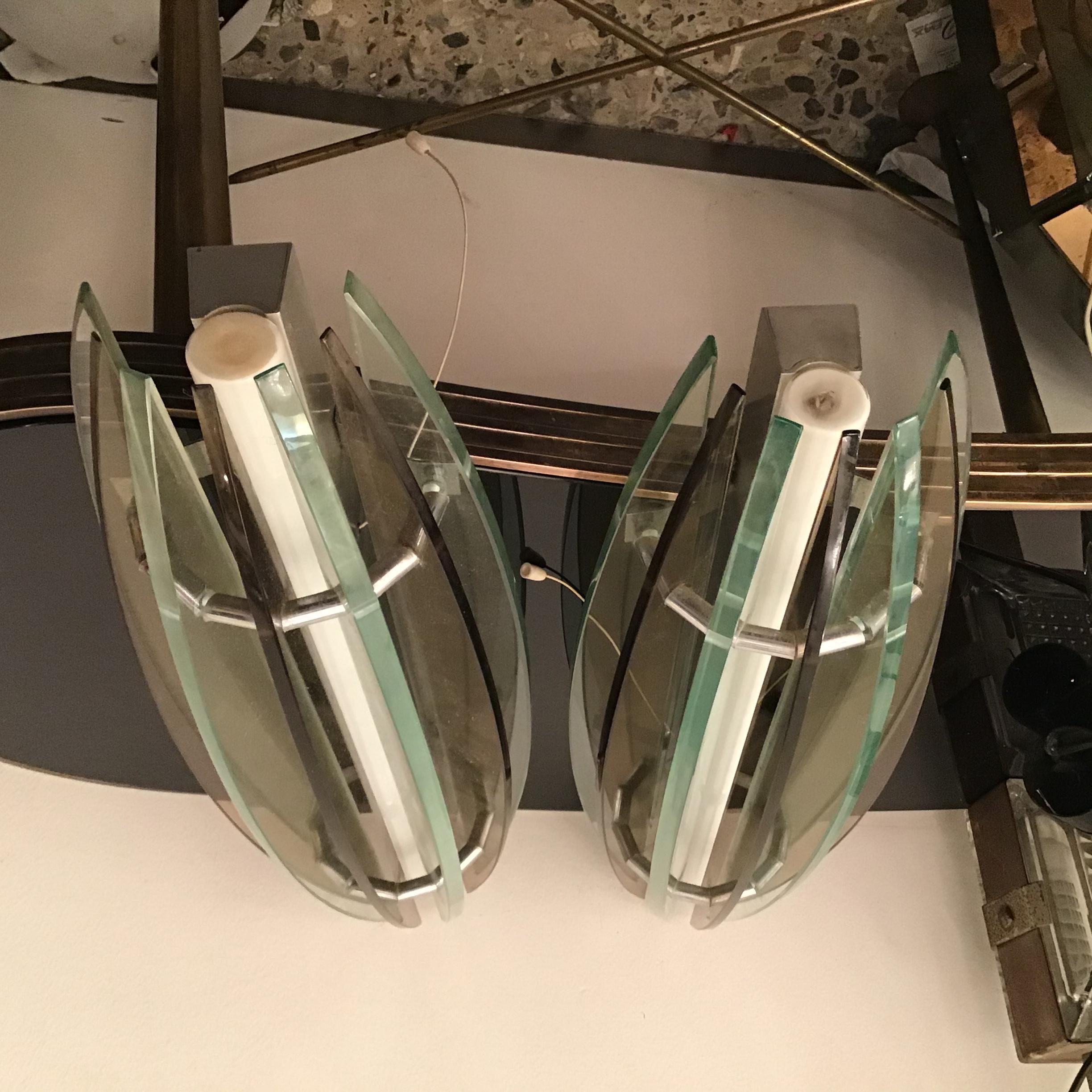 Applique Veca Vetro Metallo Cromatico, 1960, Italia 12