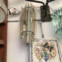 Veca Sconces Glass Metal Crome, 1960, Italy