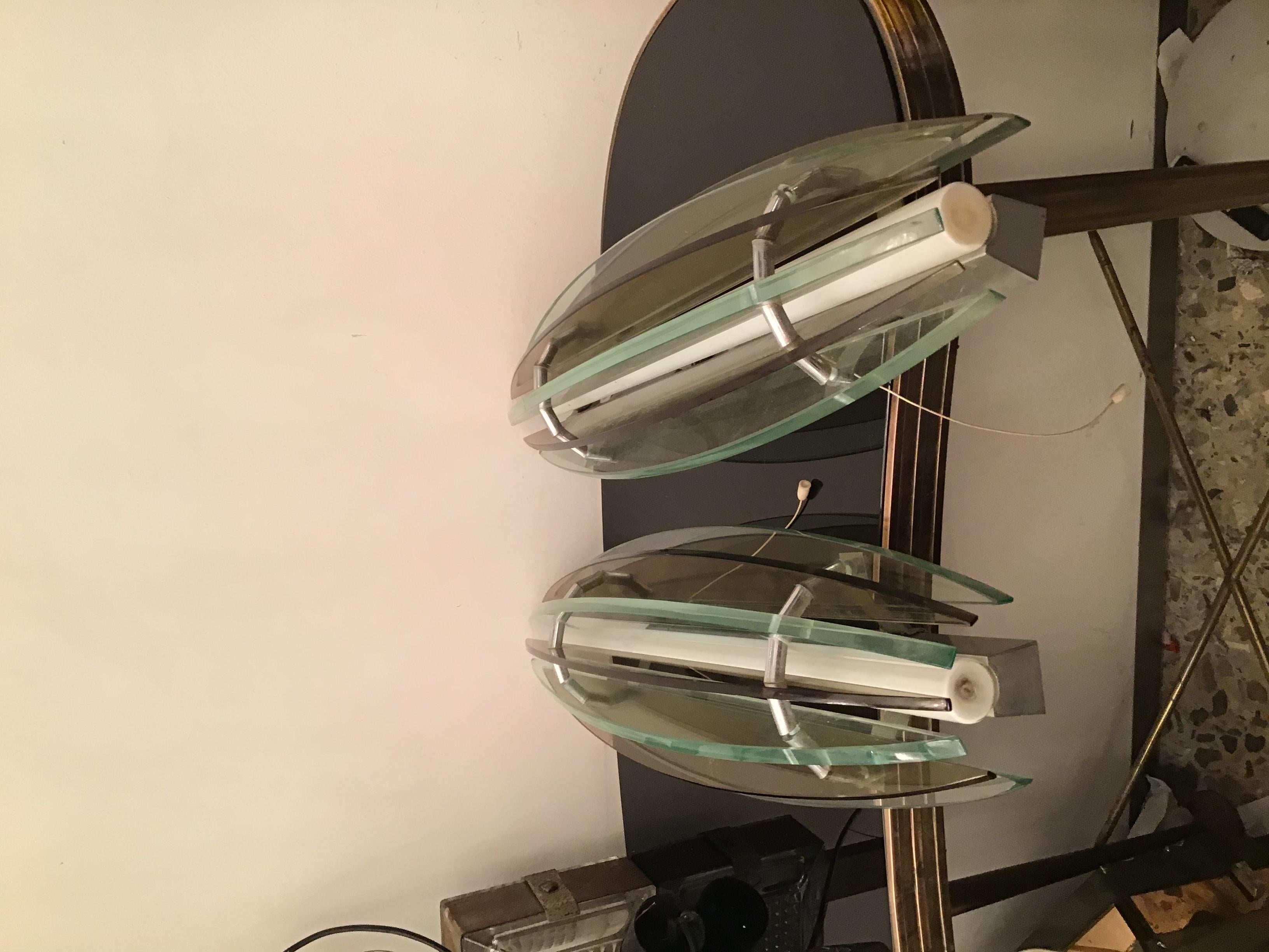 Italiano Applique Veca Vetro Metallo Cromatico, 1960, Italia