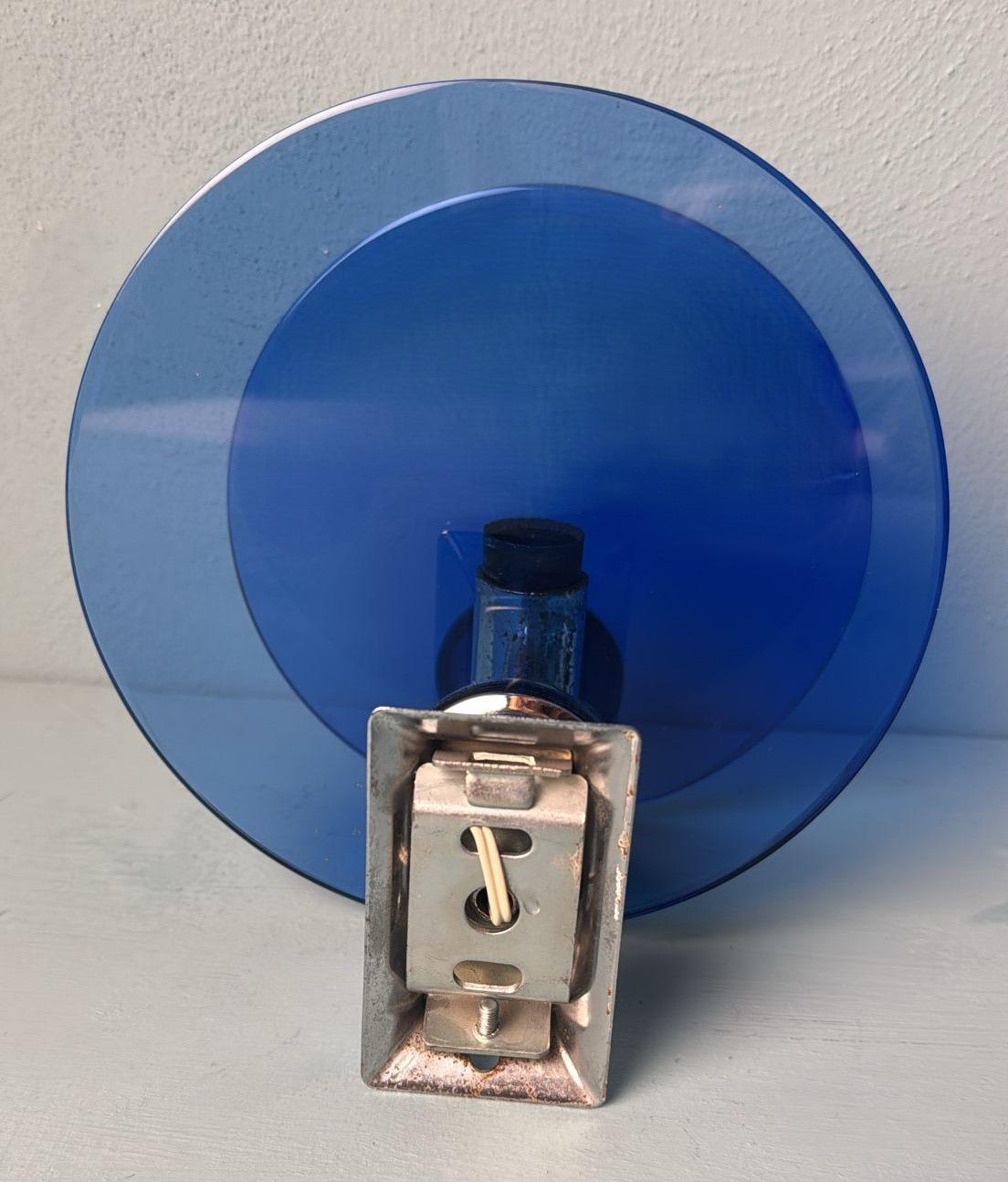 Paar italienische Wandleuchter aus blauem Glas und vernickeltem Messing im Veca-Stil im Angebot 9
