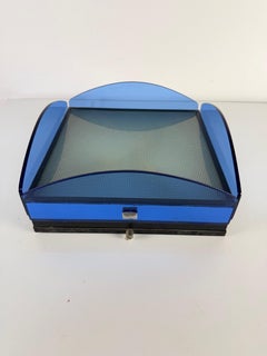 Veca three-light blue stained glass Ceiling Lamp, Made in Italy, 1960s