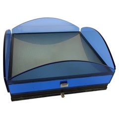 Veca three-light blue stained glass Ceiling Lamp, Made in Italy, 1960s