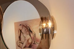 Veca Two-Toned Italian Glass Mirror Complete with Glass Sconces