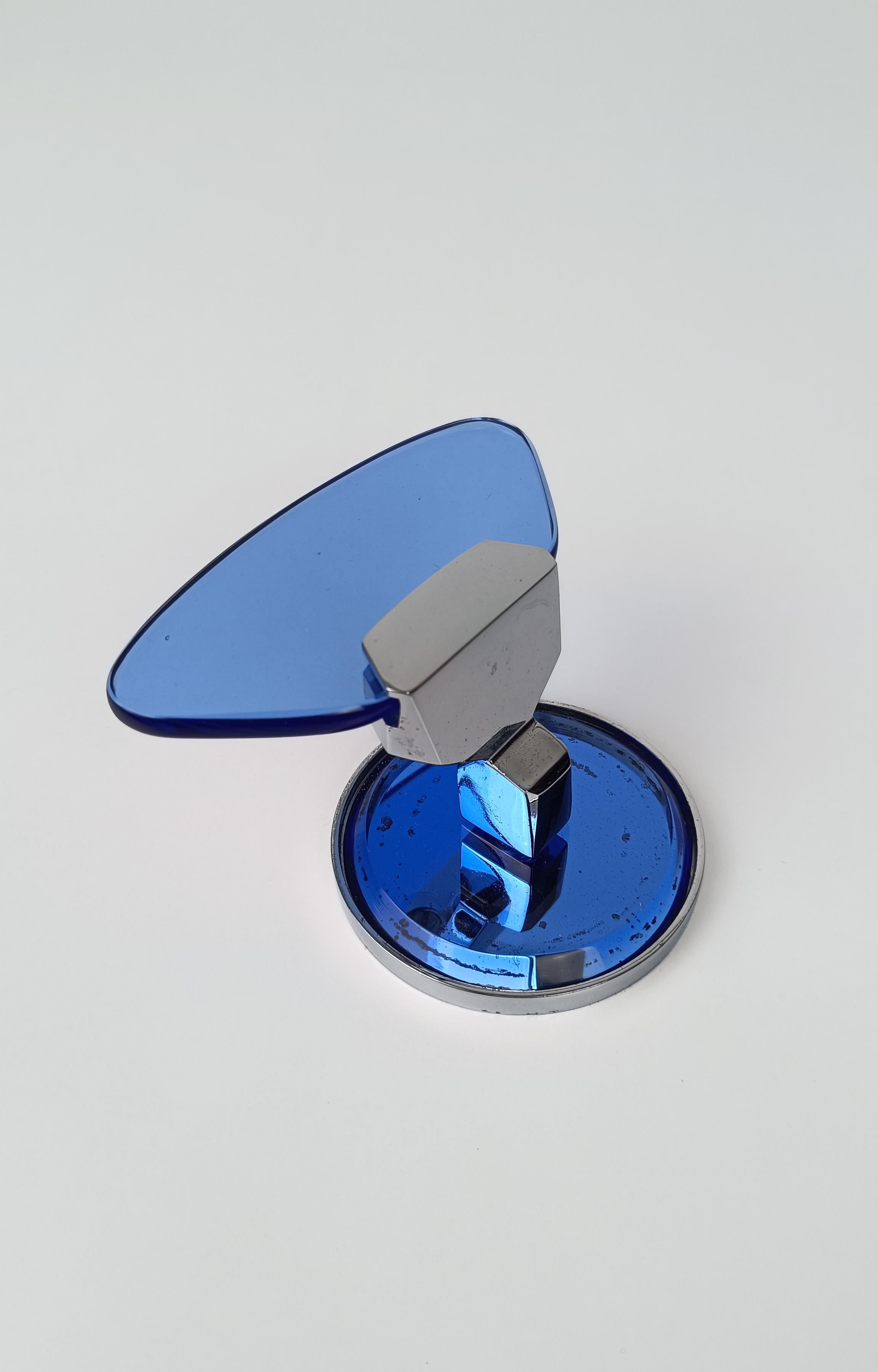 VECA-Wandhook aus blauem verspiegeltem, abgeschrägtem Glas und Chrom, Italien 70er Jahre (Moderne der Mitte des Jahrhunderts) im Angebot