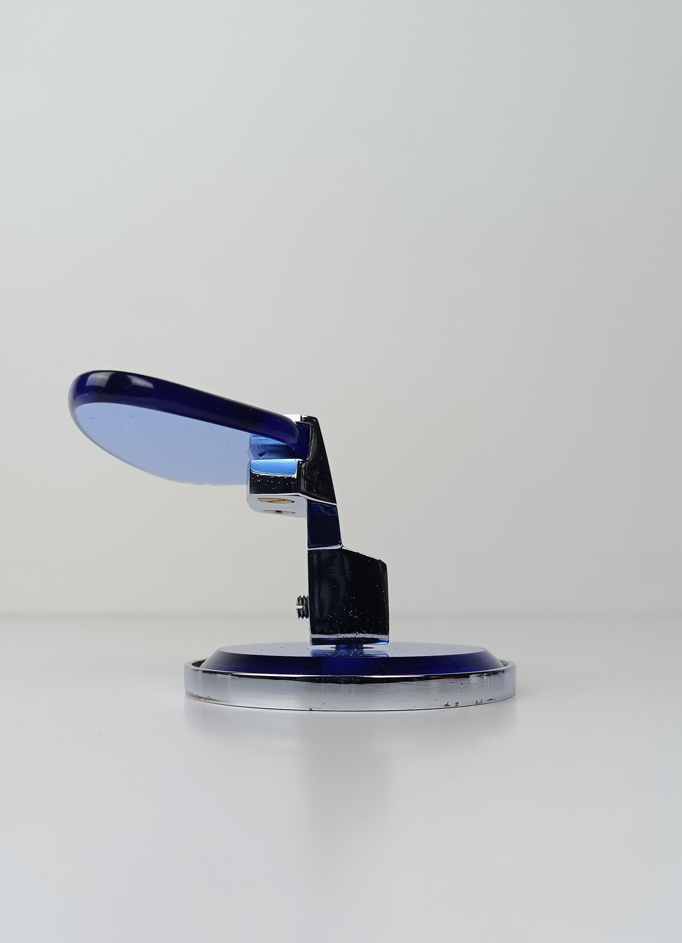 VECA-Wandhook aus blauem verspiegeltem, abgeschrägtem Glas und Chrom, Italien 70er Jahre (Italienisch) im Angebot