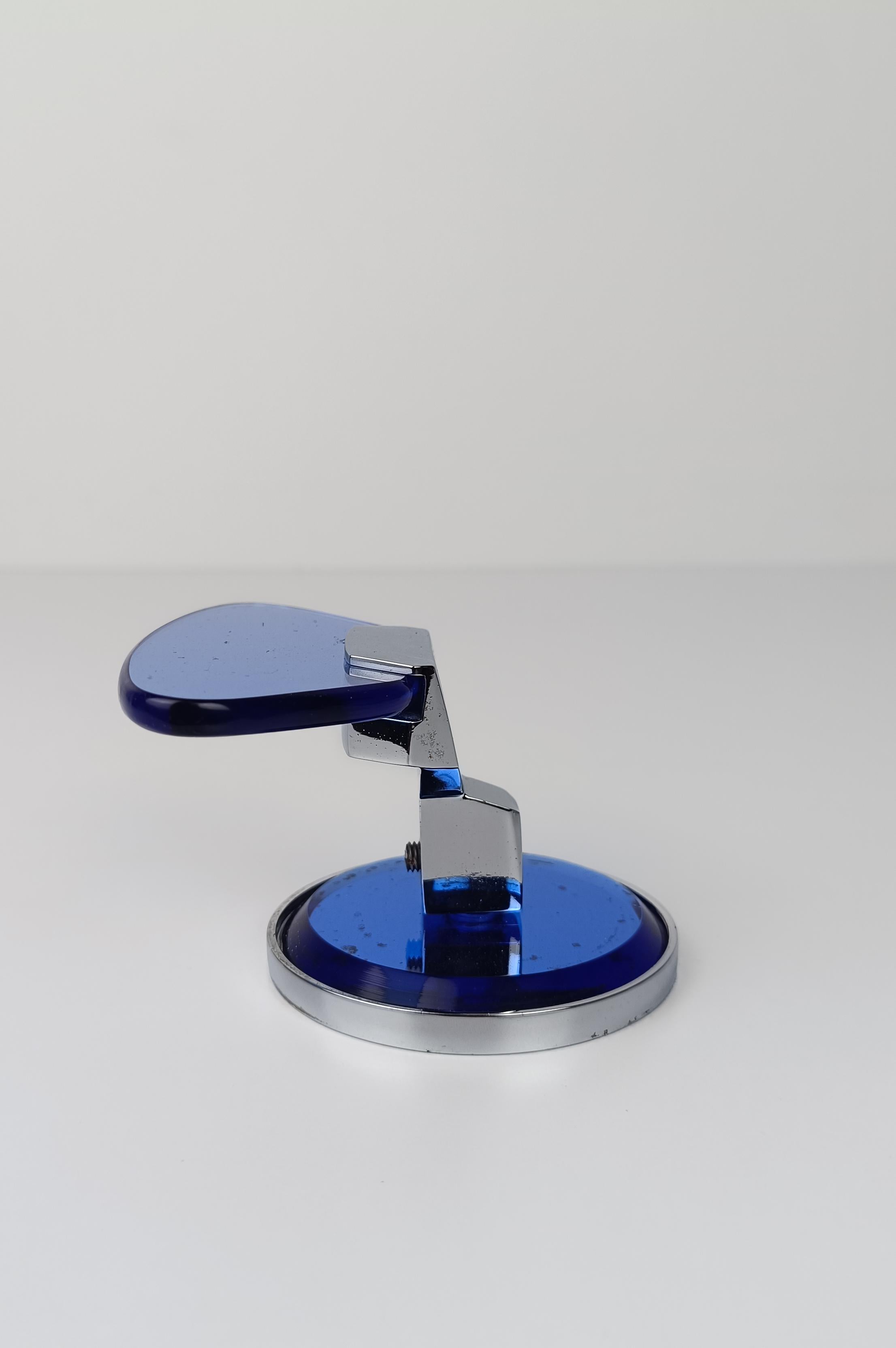 VECA-Wandhook aus blauem verspiegeltem, abgeschrägtem Glas und Chrom, Italien 70er Jahre im Angebot 2