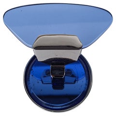 VECA Wall Hook in Blue Mirrored Beveled Glass and Chrome, Italy 70s