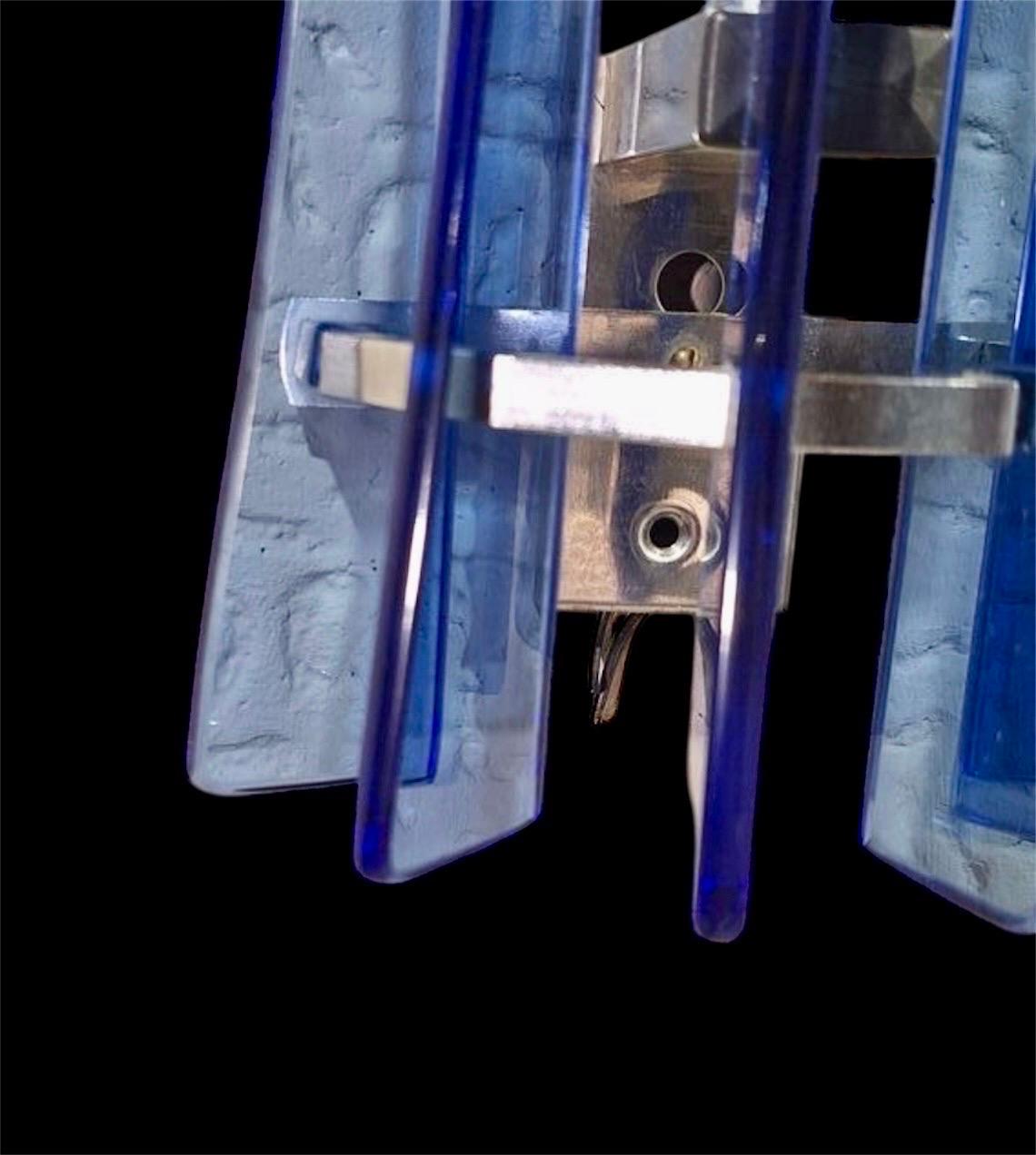 Metà XX secolo Veca Illuminazione da parete Coppia di vetri blu , Italia 1960 in vendita