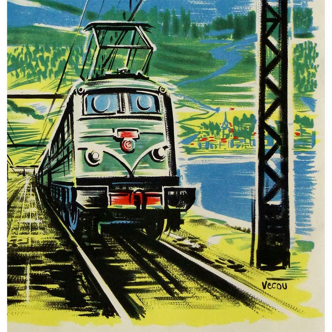 Affiche originale de 1953 par Vecou -  Emprunt pour l'équipement de la SNCF en vente 2