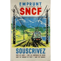 Original 1953 poster by Vecou -  Emprunt pour l’équipement de la SNCF