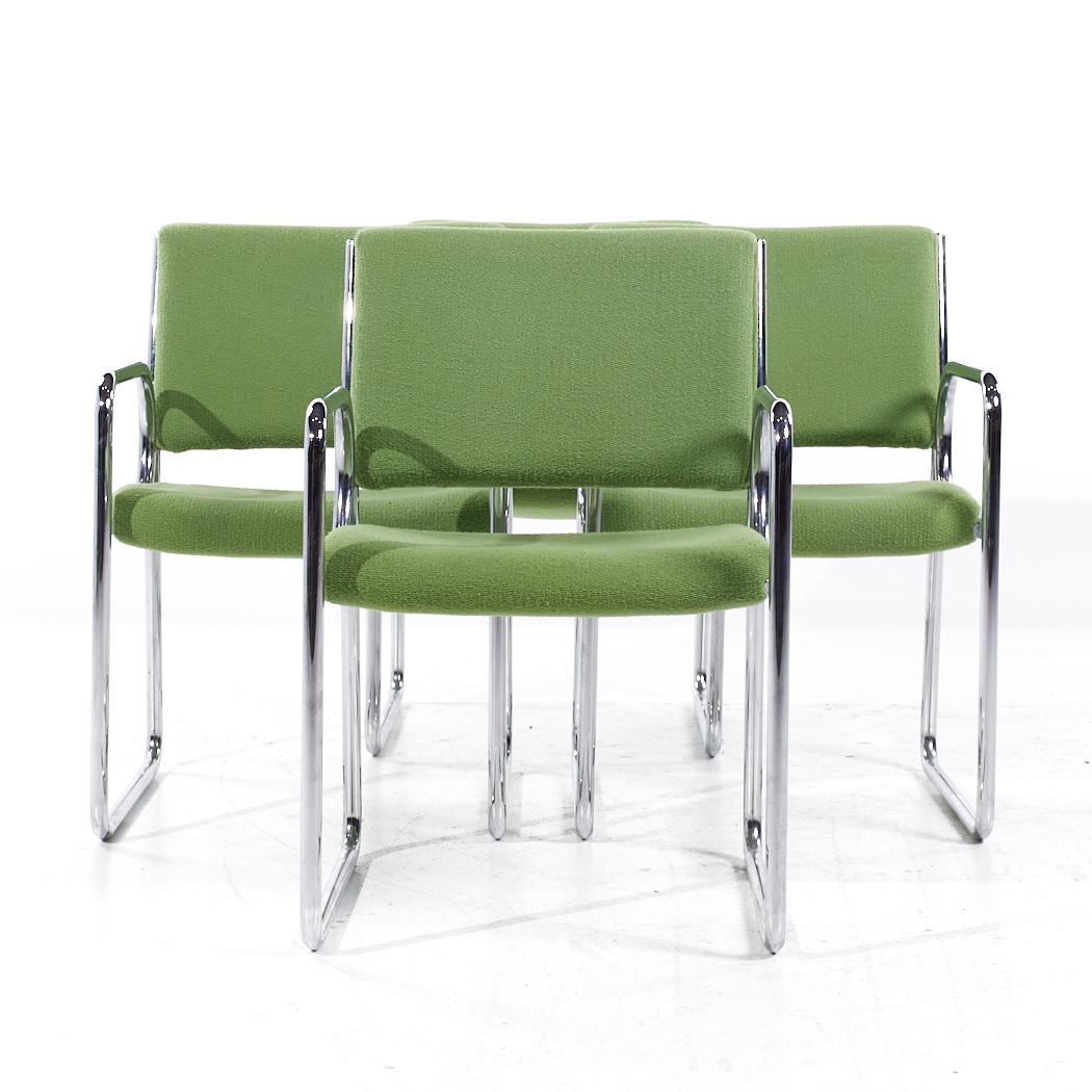 Vecta Group Dallas Mid Century Green and Chrome Chairs - Set of 4

Each chair measures: 22 wide x 22.5 deep x 33.25 inches high, with a seat height of 18.5 and arm height/chair clearance of 25.75 inches

All pieces of furniture can be had in what we