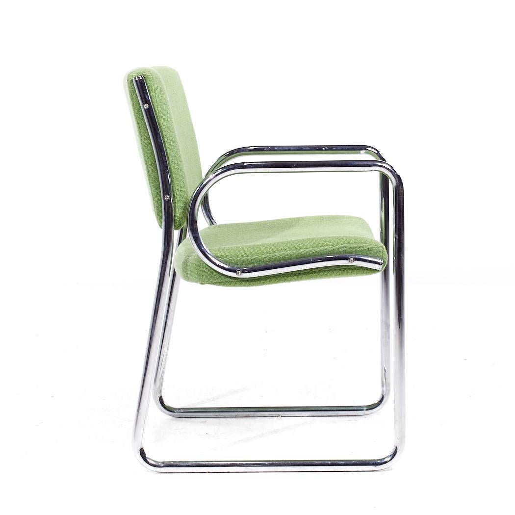 Upholstery Vecta Group Dallas Mid Century Green and Chrome Chairs - Set of 4 For Sale
