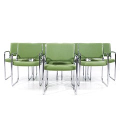 Vecta Group Dallas Mid Century Green and Chrome Chairs - Set of 8