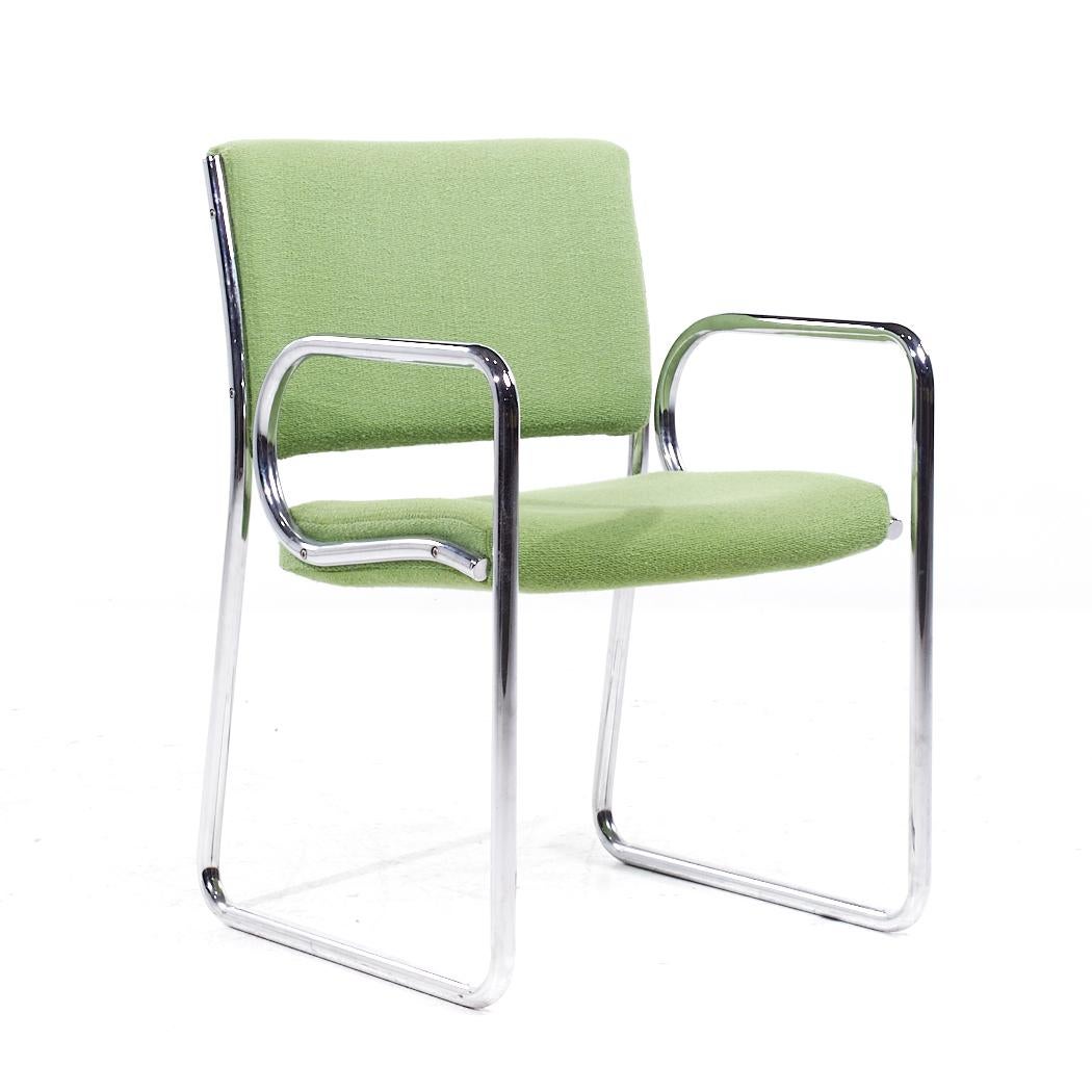 American Vecta Group Dallas Mid Century Green and Chrome Chairs - Set of 8 For Sale