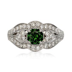 Veda 0.73 Carat Green Tsavorite Engagement Ring with Diamonds 0.62 Carat