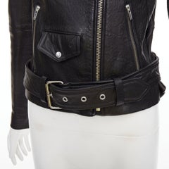 VEDA black lamb leather silver hardware zip moto biker jacket XS