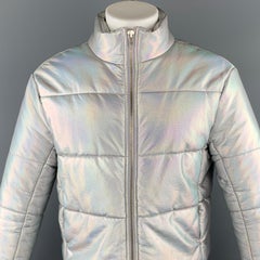 VEDA Size L Silver Iridescent Polyeurethane Jacket