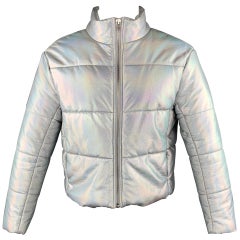 VEDA Size L Silver Iridescent Polyeurethane Jacket