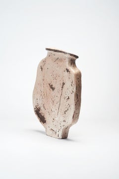 Contemporary Organic Form, Rustic Off-White Ceramic Vase by Willem Van Hooff